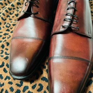 Classic Brown Leather Men's Dress Shoes Made Italy MASSIMO Mateo size 11 1/2